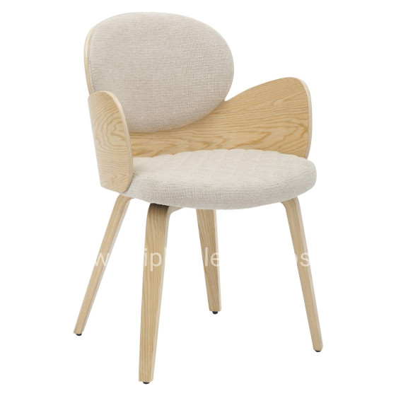 DINING ARMCHAIR DARNELL HM9974.01 PLYWOOD IN OAK COLOR-ECRU FABRIC 56x56x83Hcm.