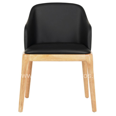 DINING CHAIR FURLAN ΗΜ9949.01 RUBBERWOOD IN OAK-BLACK PU 54,5x58x78Hcm.
