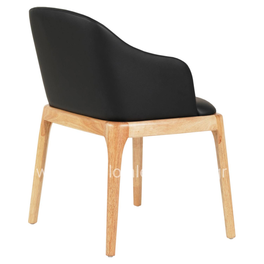 DINING CHAIR FURLAN ΗΜ9949.01 RUBBERWOOD IN OAK-BLACK PU 54,5x58x78Hcm.