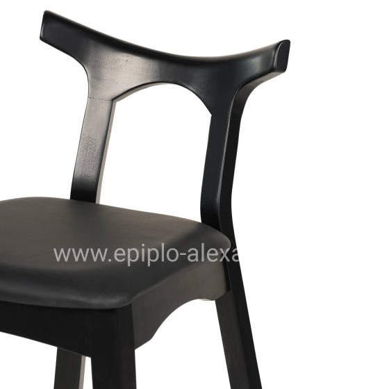 BAR STOOL USOPP HM9951.02 RUBBERWOOD & PU IN BLACK COLOR 49x53x99,5Hcm.