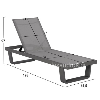 ΞΑΠΛΩΣΤΡΑ ΑΛΟΥΜΙΝΙΟΥ ΜΕ ΥΦΑΣΜΑ TESLIN RICKON HM6292.01 ΣΕ ΓΚΡΙ 198x61,5x97Υεκ.