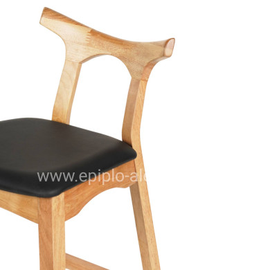 BAR STOOL USOPP HM9951.01 RUBBERWOOD IN LIGHT OAK- BLACK PU 43x41x100Hcm.