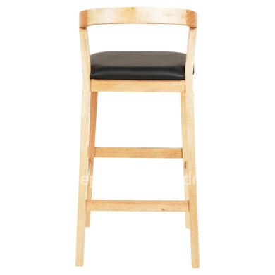 BAR STOOL NAMI HM9952.01 RUBBERWOOD IN OAK-BLACK PU 47,5x59x102,5Hcm.