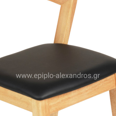 BAR STOOL NAMI HM9952.01 RUBBERWOOD IN OAK-BLACK PU 47,5x59x102,5Hcm.