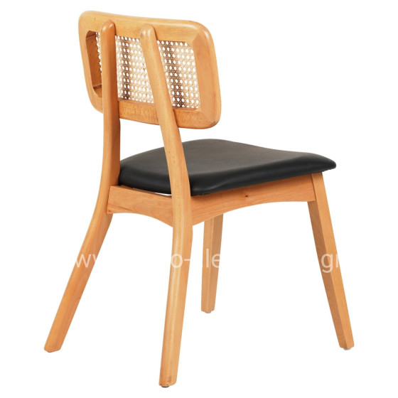 DINING CHAIR LUFFY HM9953.01 BEECH WOOD IN OAK COLOR-BLACK PU 47x60x80Hcm.