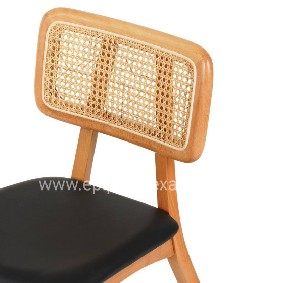 DINING CHAIR LUFFY HM9953.01 BEECH WOOD IN OAK COLOR-BLACK PU 47x60x80Hcm.