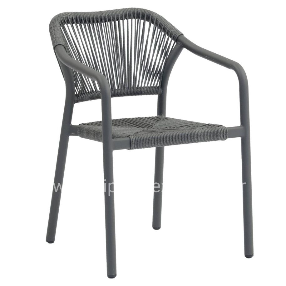 DINING ARMCHAIR ALUMINUM LUCCI HM6266.01 DARK GREY FRAME & P.E. RATTAN 58x56x79Hcm.
