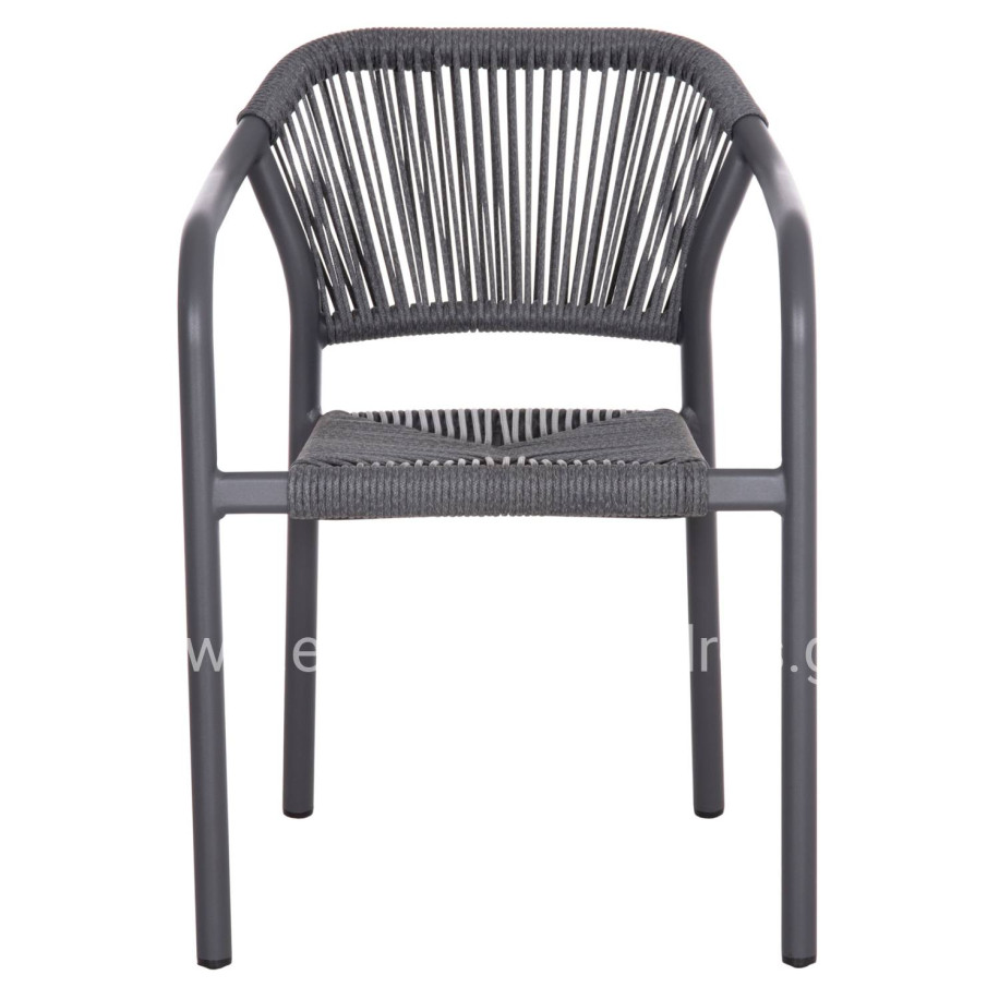 DINING ARMCHAIR ALUMINUM LUCCI HM6266.01 DARK GREY FRAME & P.E. RATTAN 58x56x79Hcm.