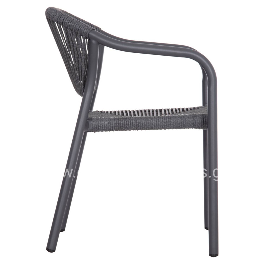DINING ARMCHAIR ALUMINUM LUCCI HM6266.01 DARK GREY FRAME & P.E. RATTAN 58x56x79Hcm.