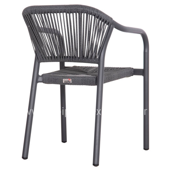 DINING ARMCHAIR ALUMINUM LUCCI HM6266.01 DARK GREY FRAME & P.E. RATTAN 58x56x79Hcm.