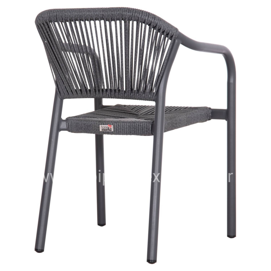 DINING ARMCHAIR ALUMINUM LUCCI HM6266.01 DARK GREY FRAME & P.E. RATTAN 58x56x79Hcm.