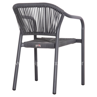 DINING ARMCHAIR ALUMINUM LUCCI HM6266.01 DARK GREY FRAME & P.E. RATTAN 58x56x79Hcm.