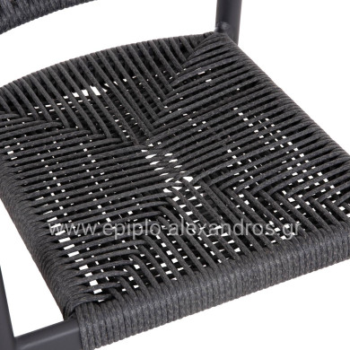 DINING ARMCHAIR ALUMINUM LUCCI HM6266.01 DARK GREY FRAME & P.E. RATTAN 58x56x79Hcm.