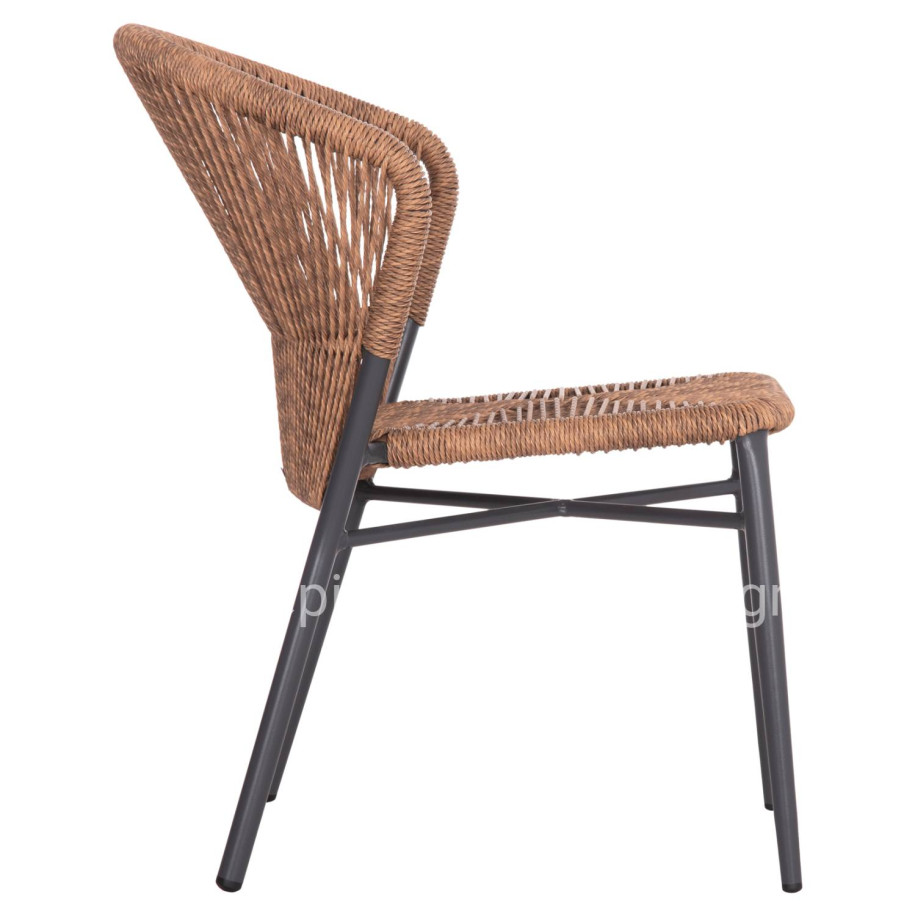 ALUMINUM CHAIR LYNN HM6267.01 ANTHRACITE FRAME-P.E. RATTAN IN NATURAL COLOR 57x61x79Hcm.