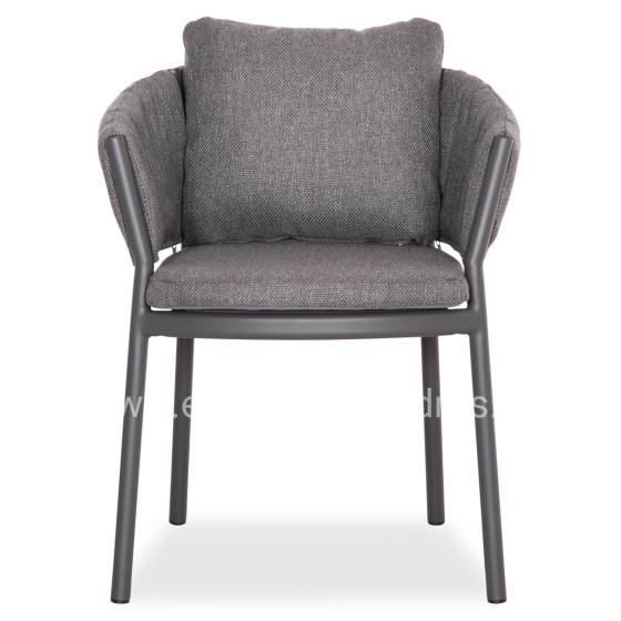 DINING CHAIR SHANKS HM6207.01 DARK GREY ALUMINUM & OLEFIN FABRIC 62x60x75-80Hcm.