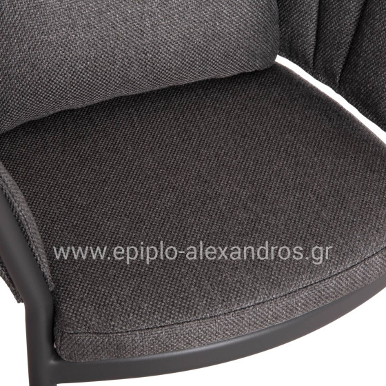 DINING CHAIR SHANKS HM6207.01 DARK GREY ALUMINUM & OLEFIN FABRIC 62x60x75-80Hcm.