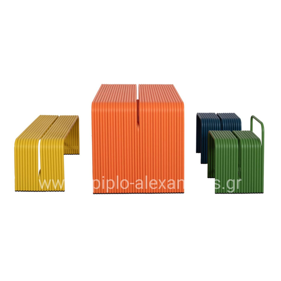 DINING TABLE SERIES INTREPID HM6330.09 ALUMINUM IN ORANGE 121x70x70Hcm.