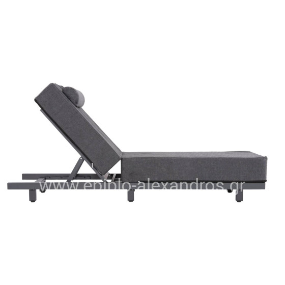 PROFESSIONAL SUNLOUNGER JESSIE HM10714.03 DARK GREY ALUMINUM & CUSHION 200x71x79Hcm.