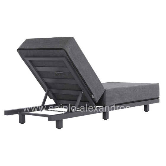 PROFESSIONAL SUNLOUNGER JESSIE HM10714.03 DARK GREY ALUMINUM & CUSHION 200x71x79Hcm.