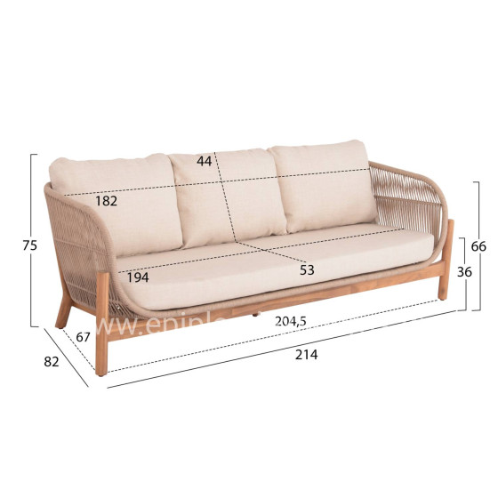OUTDOOR LOUNGE SET 4PCS SANJI HM6219 ACACIA WOOD-ALUMINUM FRAME-ROPE