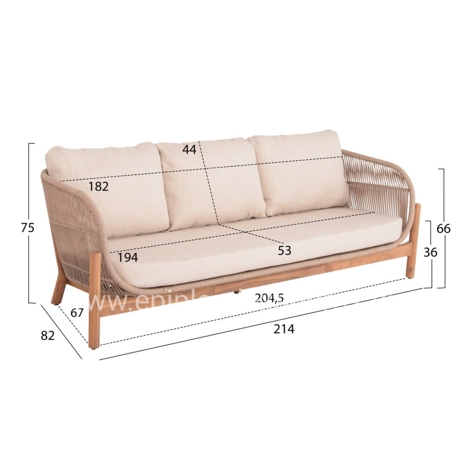 OUTDOOR LOUNGE SET 4PCS SANJI HM6219 ACACIA WOOD-ALUMINUM FRAME-ROPE