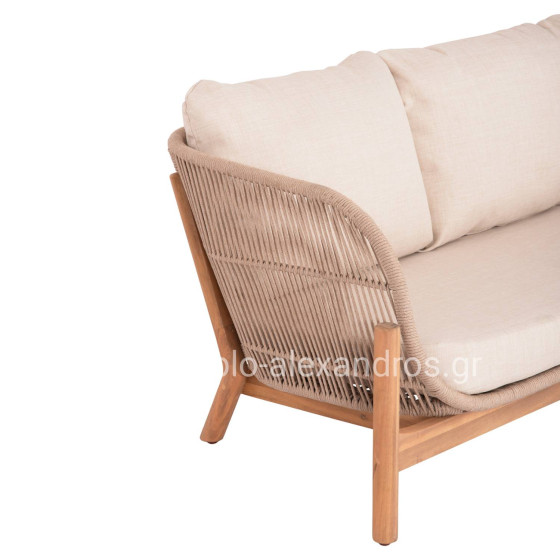 OUTDOOR LOUNGE SET 4PCS SANJI HM6219 ACACIA WOOD-ALUMINUM FRAME-ROPE