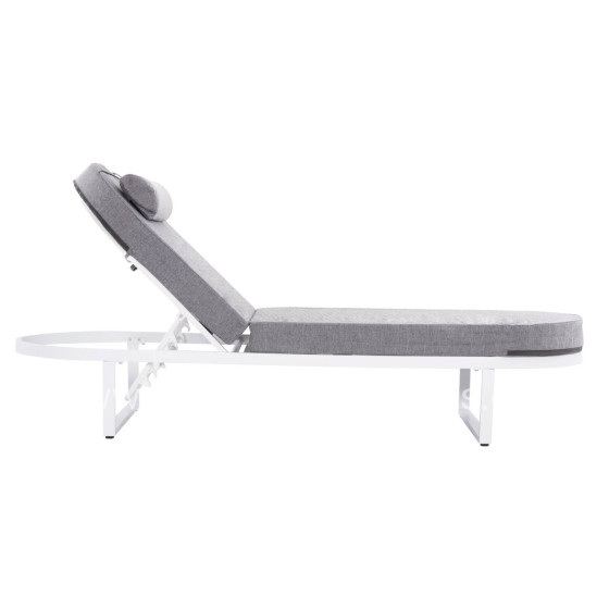 PROFESSIONAL SUNLOUNGER MALLOW HM10715.01 WHITE ALUMINUM & GREY CUSHION 198x71x40,5-103Hcm.