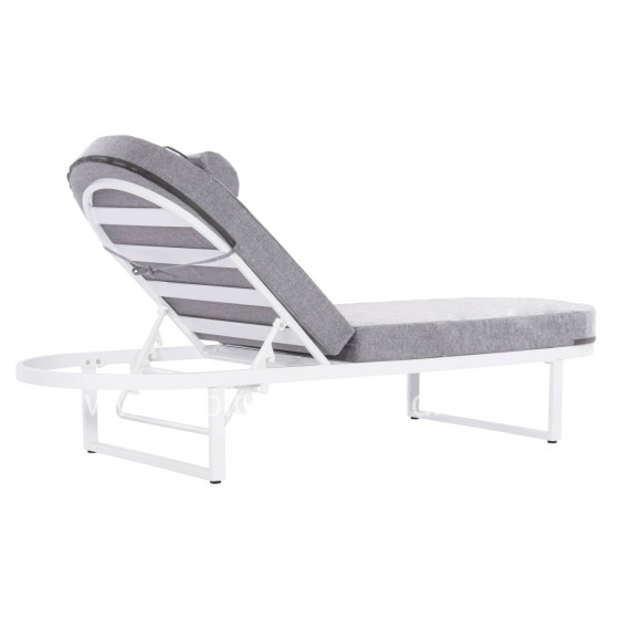 PROFESSIONAL SUNLOUNGER MALLOW HM10715.01 WHITE ALUMINUM & GREY CUSHION 198x71x40,5-103Hcm.