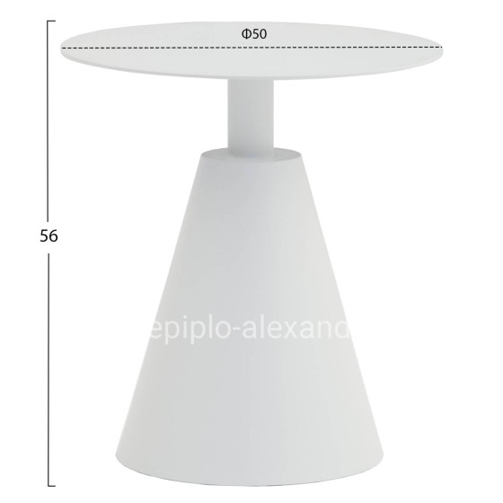 OUTDOOR ROUND SIDE TABLE SERA HM6270.02 ALUMINUM IN WHITE Φ50x56Hcm.