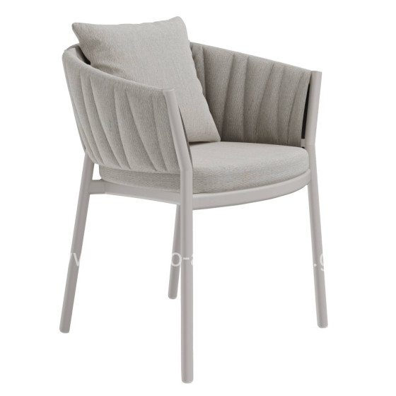 DINING CHAIR SHANKS HM6207.02 CREAM WHITE ALUMINUM & BEIGE OLEFIN FABRIC 63x60.5x75-77Hcm.