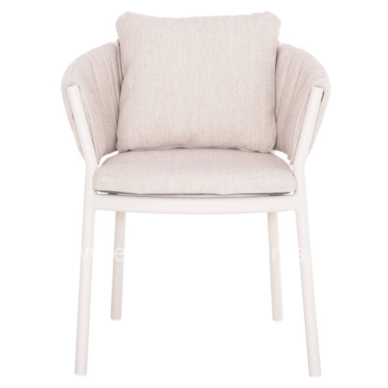 DINING CHAIR SHANKS HM6207.02 CREAM WHITE ALUMINUM & BEIGE OLEFIN FABRIC 63x60.5x75-77Hcm.