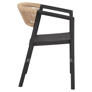 ARMCHAIR POLYPROPYLENE BOGI HM6240.02 BLACK WITH BEIGE PP ROPE 54x53x75Hcm.