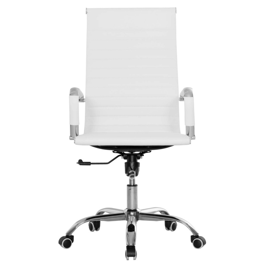 MANAGER'S OFFICE CHAIR BOSS HM1059.32 WHITE PU-CHROMED METAL FRAME AND BASE 53x57x109Hcm.