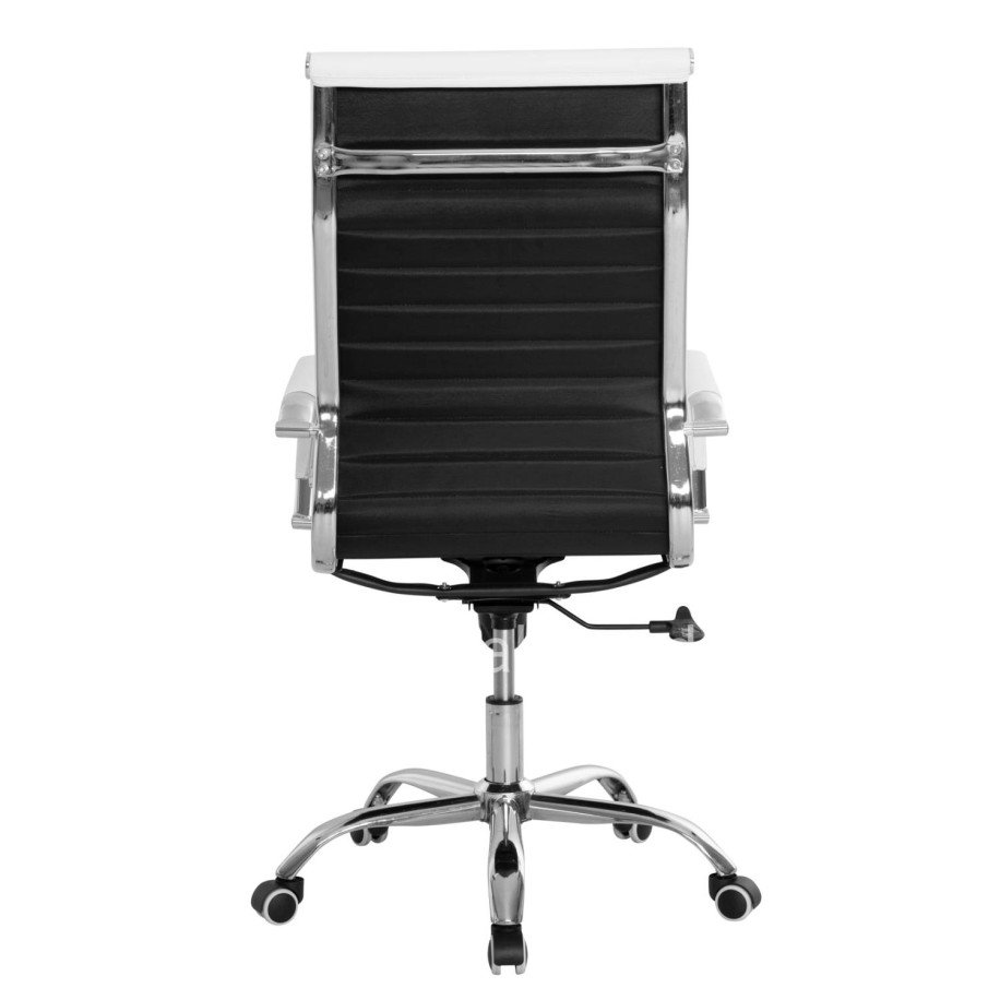 MANAGER'S OFFICE CHAIR BOSS HM1059.32 WHITE PU-CHROMED METAL FRAME AND BASE 53x57x109Hcm.