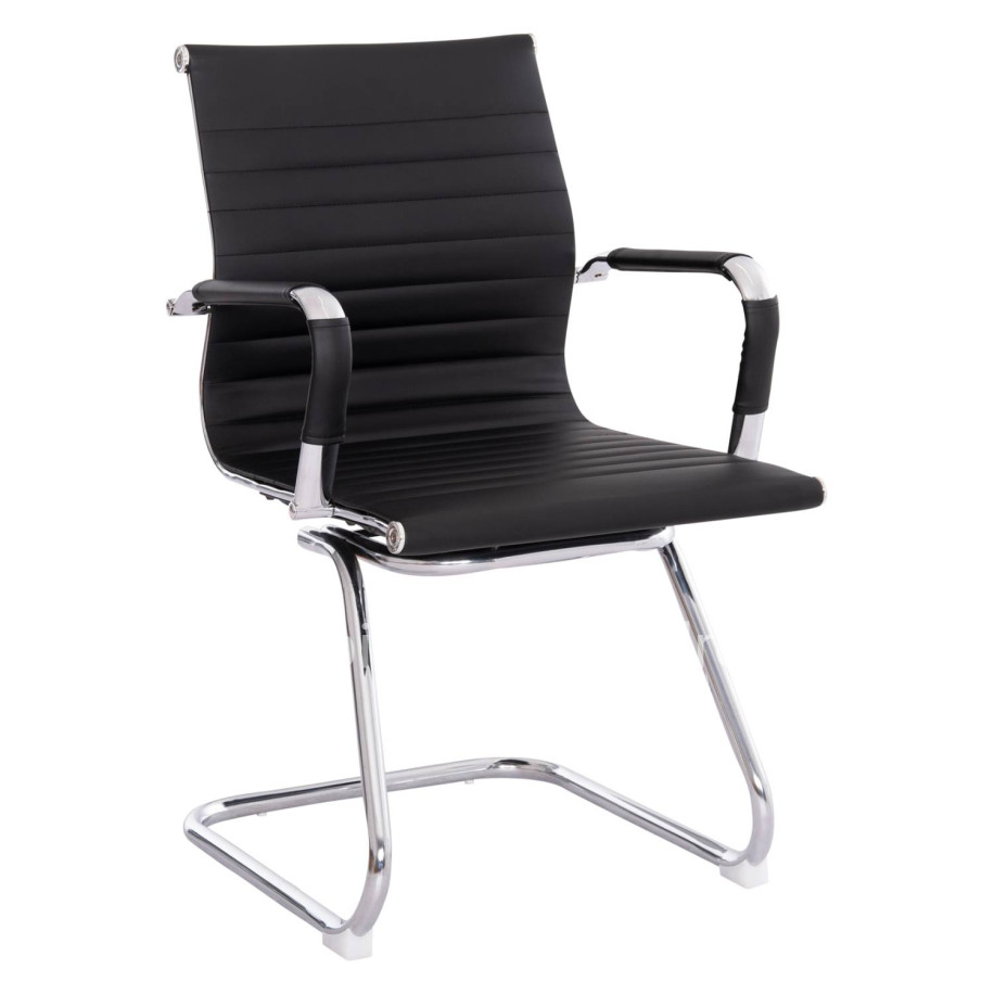 CONFERENCE CHAIR BOSS HM1023.31 WITH ARMS-BLACK PU-CHROMED METAL LEGS 54x55x88Hcm.