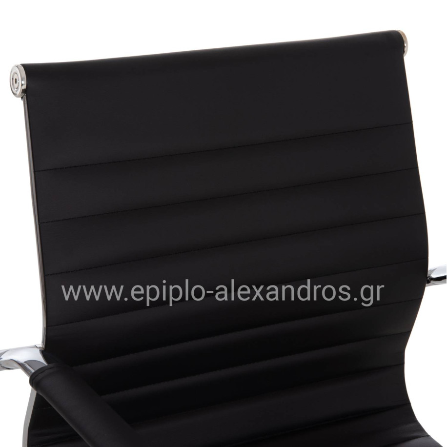 CONFERENCE CHAIR BOSS HM1023.31 WITH ARMS-BLACK PU-CHROMED METAL LEGS 54x55x88Hcm.