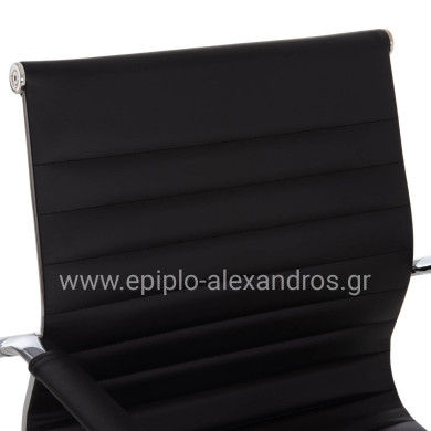CONFERENCE CHAIR BOSS HM1023.31 WITH ARMS-BLACK PU-CHROMED METAL LEGS 54x55x88Hcm.