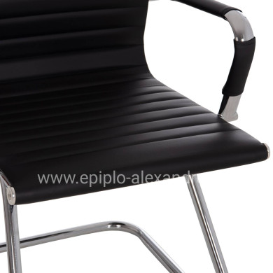 CONFERENCE CHAIR BOSS HM1023.31 WITH ARMS-BLACK PU-CHROMED METAL LEGS 54x55x88Hcm.