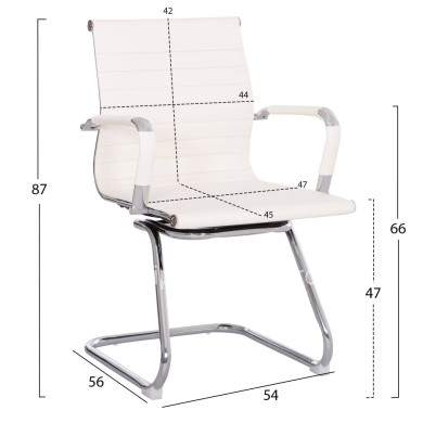 CONFERENCE CHAIR BOSS HM1023.32 WITH ARMS-WHITE PU-CHROMED METAL LEGS 54x56x87Hcm.