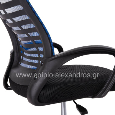 OFFICE CHAIR TRAIL2 HM1193.36 BLUE & BLACK MESH FABRIC-CHROME BASE 61x61x116Hcm.