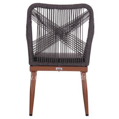 ALUMINUM ARMCHAIR MYRTIA HM5549.11 GREY ROPE - WALNUT COLORED LEGS 60x64x88Hcm