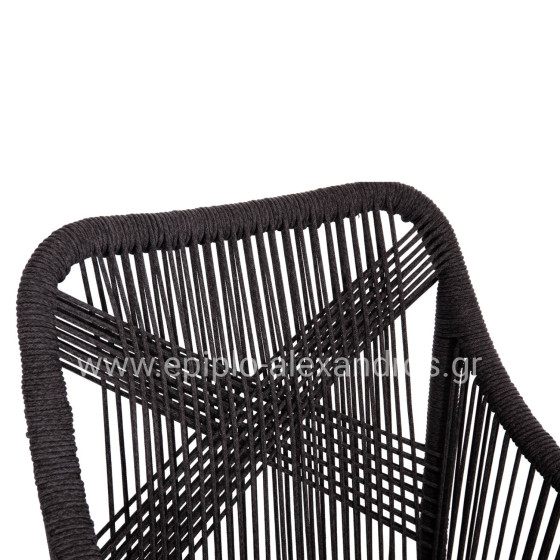 ALUMINUM ARMCHAIR MYRTIA HM5549.11 GREY ROPE - WALNUT COLORED LEGS 60x64x88Hcm