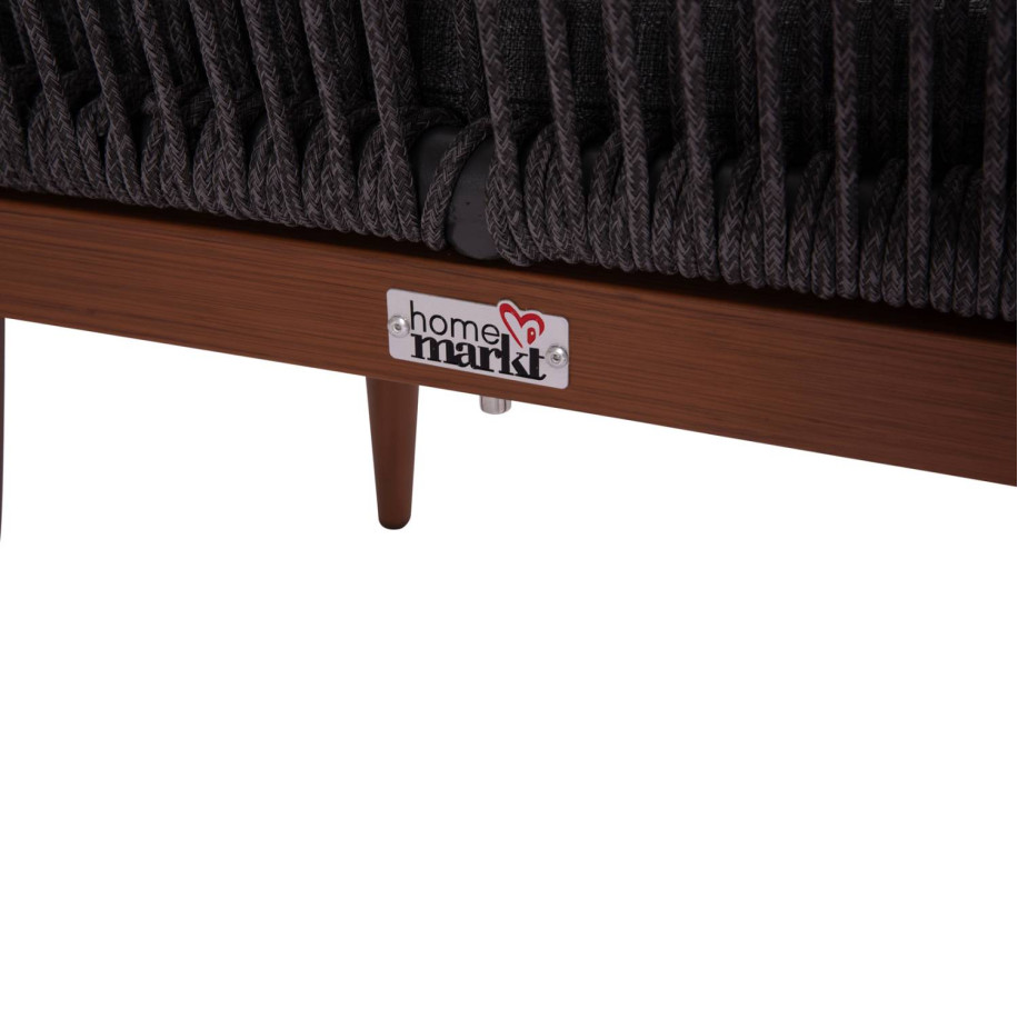 ALUMINUM ARMCHAIR MYRTIA HM5549.11 GREY ROPE - WALNUT COLORED LEGS 60x64x88Hcm