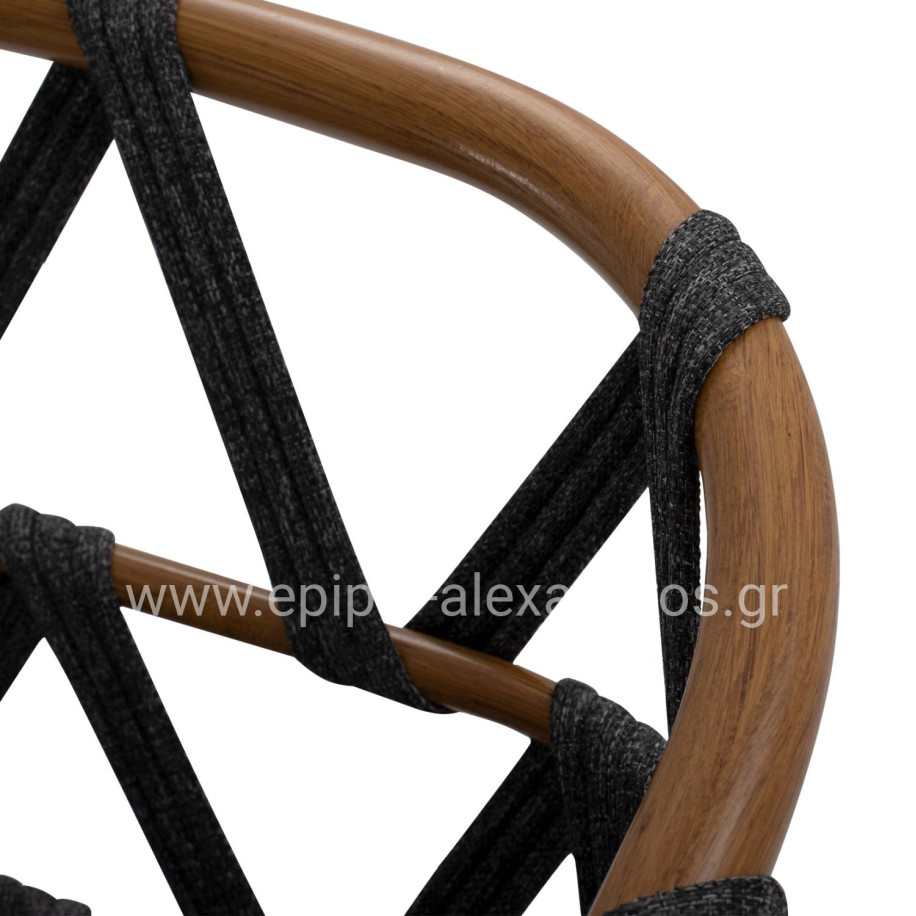 ALUMINUM ARMCHAIR RICKO HM5782.11 WITH WIDE GREY STRAPS  58x59x78 cm.