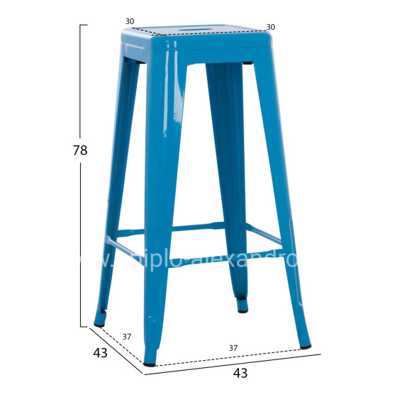 BAR STOOL MELITA-PRO HM8642.48 METAL IN BLUE 43x43x78Hcm.