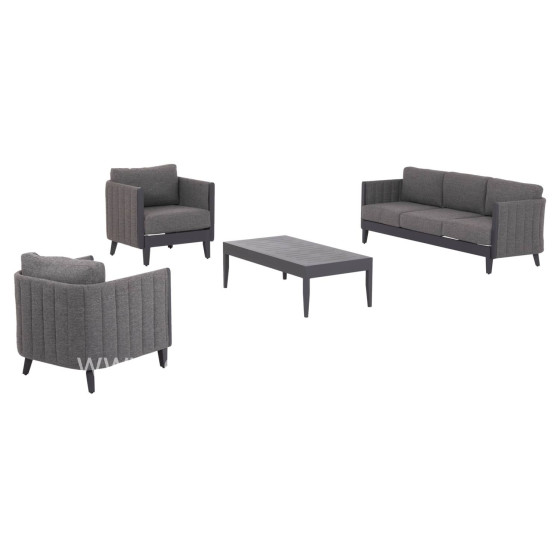 OUTDOOR LOUNGE SET 4PCS LARRY HM6188.01 DARK GREY ALUMINUM-P.E. FABRIC
