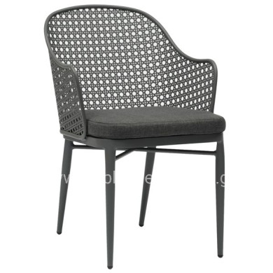 ALUMINUM ARMCHAIR OREGO HM6268.01 FRAME AND CUSHION IN DARK GREY 56x59x81Hcm.