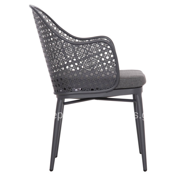 ALUMINUM ARMCHAIR OREGO HM6268.01 FRAME AND CUSHION IN DARK GREY 56x59x81Hcm.