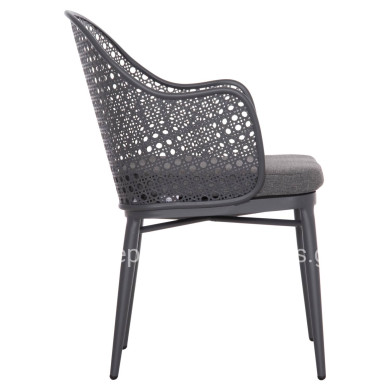 ALUMINUM ARMCHAIR OREGO HM6268.01 FRAME AND CUSHION IN DARK GREY 56x59x81Hcm.