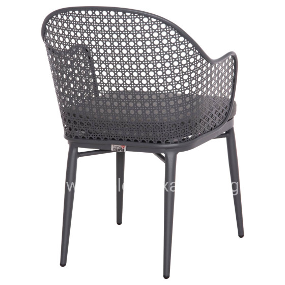 ALUMINUM ARMCHAIR OREGO HM6268.01 FRAME AND CUSHION IN DARK GREY 56x59x81Hcm.